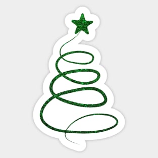 Minimalistic Green Faux Glitter Star Christmas Tree Sticker